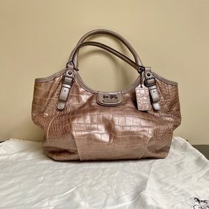 Coach Madison Abigail Croc Embossed Shoulder Bag